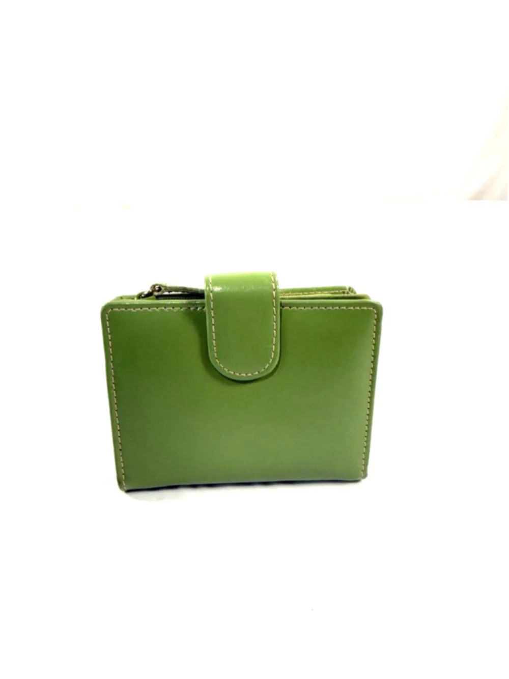Buxton Green Leather Card Holder Wallet 3 id windows credit card and zip pocket